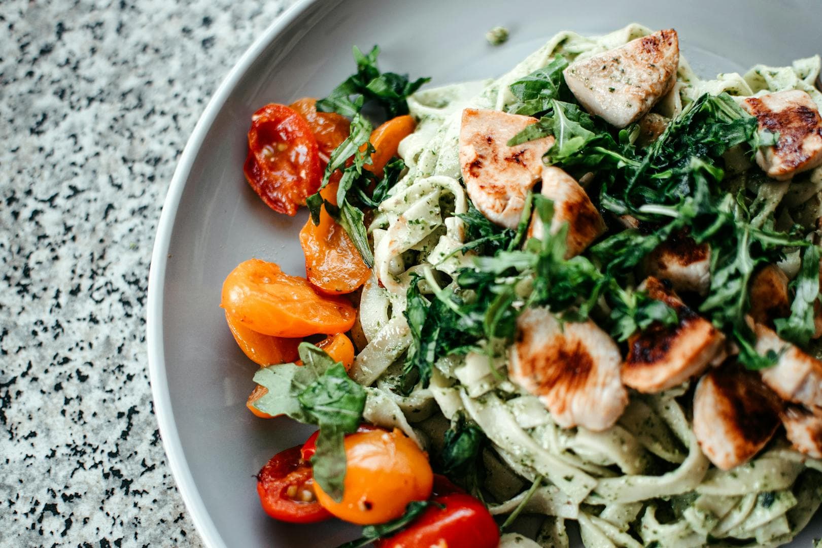 Pasta with vegetables in a bowl